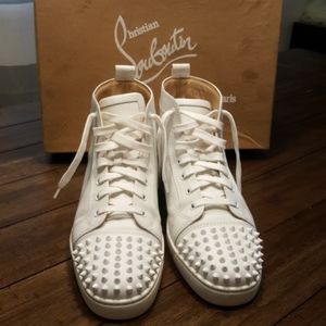Christian Louboutin Shoes White Lou Spikes Hightop